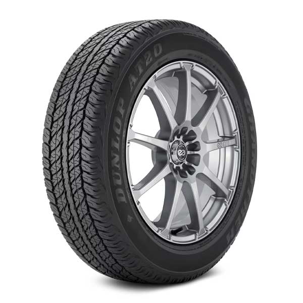 Dunlop Grandtrek AT20 tire mounted on sample wheel Full image of Dunlop Grandtrek AT20 tire installed on wheel