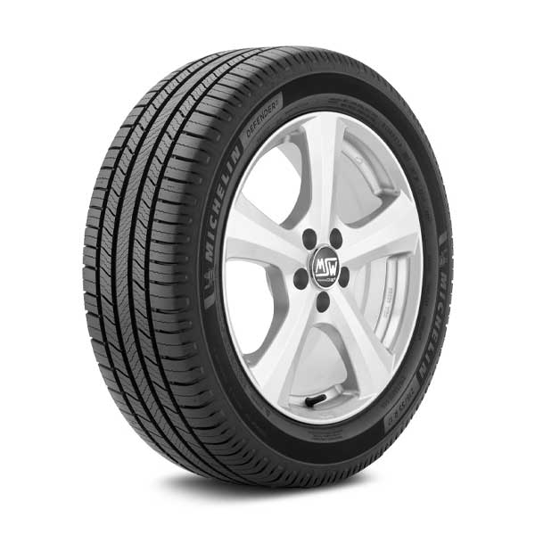 Michelin Defender2 Tire mounted on sample wheel Full image of Michelin Defender2 Tire installed on wheel