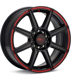 MOTEGI RACING MR142 CS8 Black w/Red Stripe Wheels 17 In 17x7 +40 MR14277008940 Rims