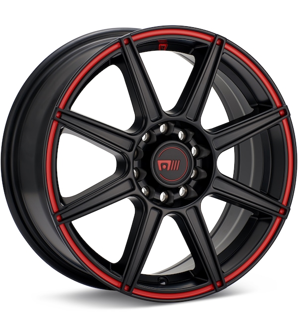 MOTEGI RACING MR142 CS8 Black w/Red Stripe wheel image