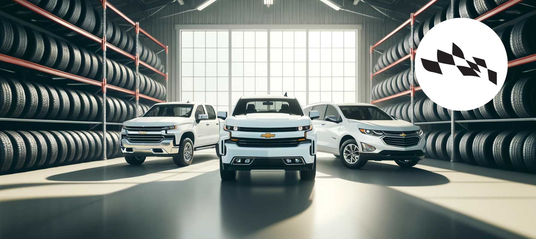 Chevy truck tires warehouse image