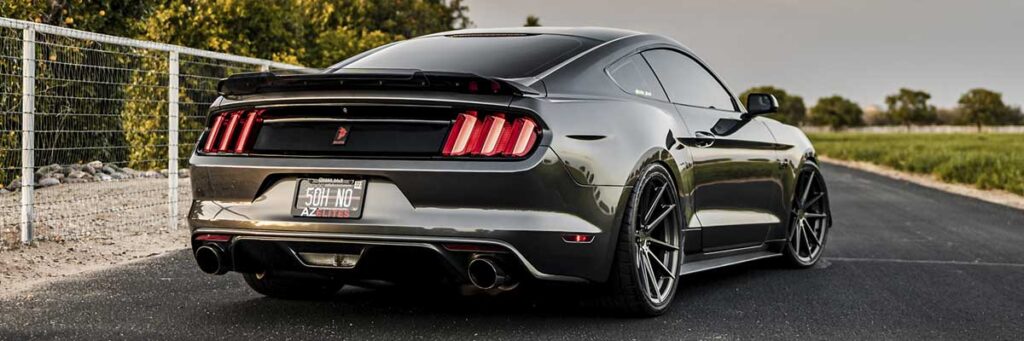 Showing a 2016 Ford Mustang with TSW BATHURST installation
