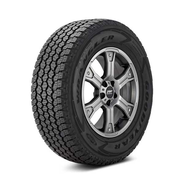 Goodyear Wrangler All-Terrain Adventure with Kevlar tire Showing Goodyear Wrangler All-Terrain Adventure with Kevlar tire mounted on sample wheel