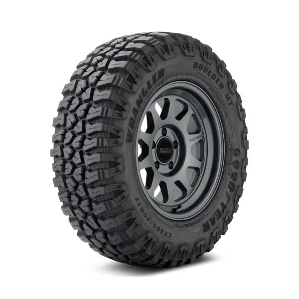Goodyear Wrangler Boulder MT tire Showing Goodyear Wrangler Boulder MT tire mounted on sample wheel