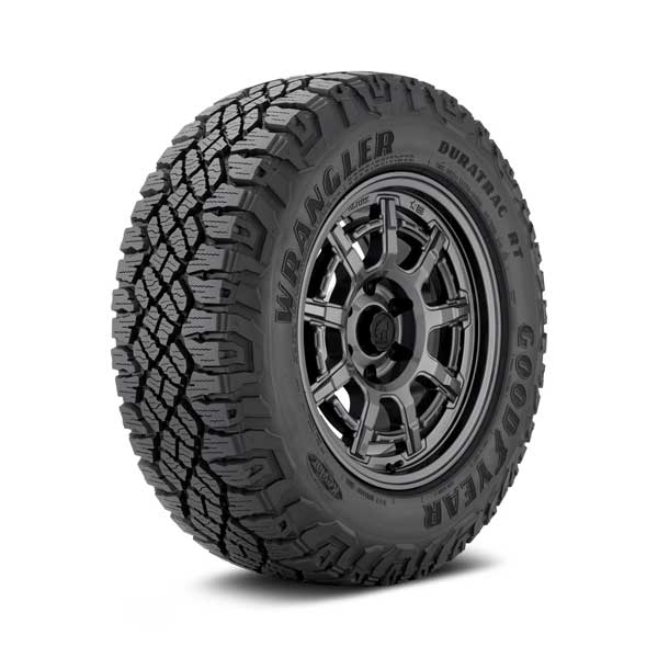 Goodyear Wrangler DuraTrac RT tire Showing Goodyear Wrangler DuraTrac RT tire on sample wheel