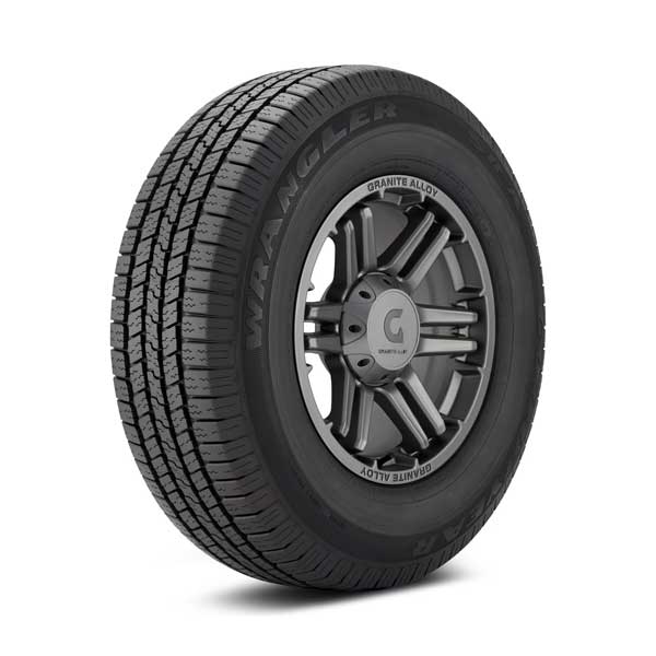 Showing Goodyear Wrangler SR A tire on a wheel