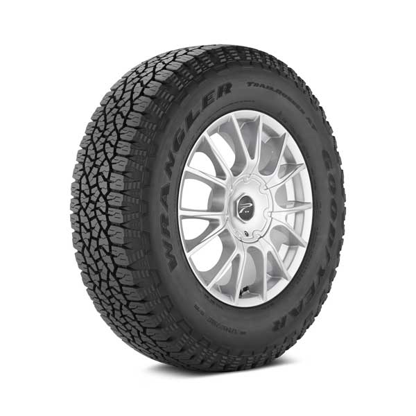 Goodyear Wrangler TrailRunner AT tire Showing Goodyear Wrangler TrailRunner AT tire mounted on sample wheel