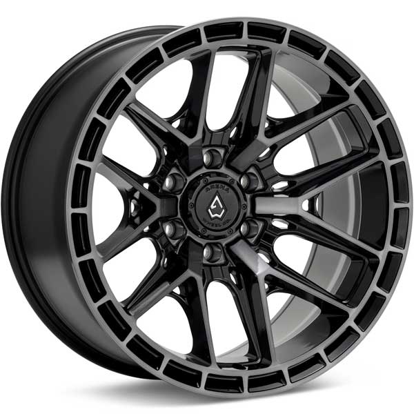 Showing Arena Wheel Battle A114 Gloss Black Machine w DarkTint full image