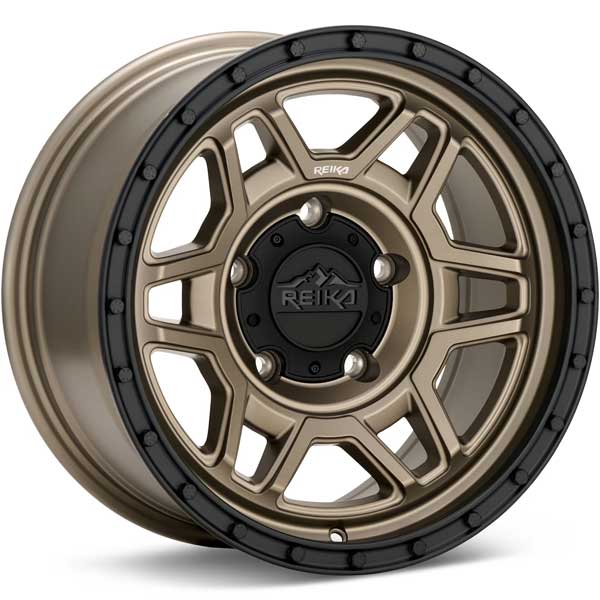 Showing REIKA Wheels R40 Trooper Satin Bronze w Black Ring full image